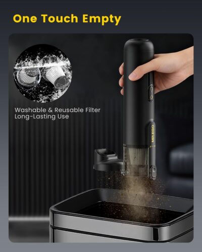 Mr.ego Handheld Car Vacuum Portable Cordless, 4-in-1 Mini Vacuum with 18500Pa Strong Suction, Desk Vacuum Cleaner and Air Duster with Green LED Light for Small Jobs, Car, Home, Keyboards (Black) - Image 7