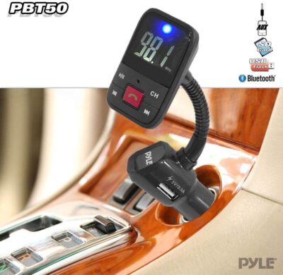 Pyle PBT50 Bluetooth Hands Free FM Radio Transmitter with Micro SD Readers for MP3 Playing, USB Charging Port and AUX Input - Image 2