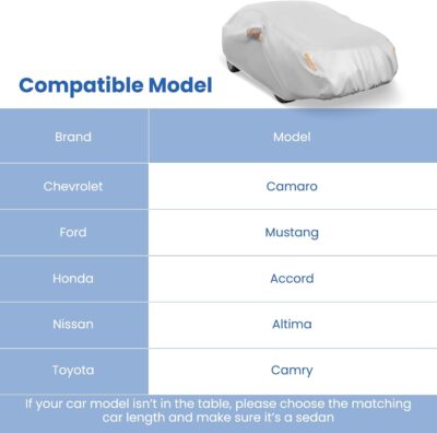 Goplus Car Cover Waterproof All Weather, Outdoor Sedan Car Snow Cover Hail Proctor for Automobiles with Carrying Bag,Wind Proof Buckles, UV Proof, Fit Chevy Ford Honda Nissan Toyota, Length Up to 193" - Image 5