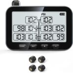 GUTA Trailer Tire Pressure Monitoring System - RV TPMS, 4 Sensors, 6 Alert Modes, Power Saving Display, Long Sensing Distance, Without Repeater, for Maximum 3 Trailers (T1/T2/T3), for Camper, RVs