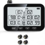 GUTA Trailer Tire Pressure Monitoring System - RV TPMS, 4 Sensors, 6 Alert Modes, Power Saving Display, Long Sensing Distance, Without Repeater, for Maximum 3 Trailers (T1/T2/T3), for Camper, RVs