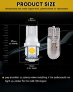 YM E-Bright 20-Pack T10 194 Led Bulb, White 5050 5 SMD 2825 W5W 912 168 LED Bulb Replacement For Car Interior Lights Clearance Wedge Dome Trunk Dashboard License Plate Light Lamp DC 12V - Image 6