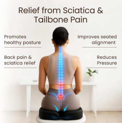 Sleepavo Office Chair Cushion - Seat Cushion for Tailbone Pain Relief - Butt Pillow for Coccyx, Sciatica, and Lower Back Pain - Orthopedic Chair Pad for Lumbar Support in Office Desk, Car, Airplane - Image 2