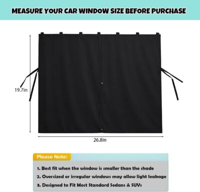 Car Window Shades, 2 Pack Magnetic Double Layer Window Shade for Baby in Car, Adjustable Privacy Blackout/See-Through Back Window Curtains for Baby Kids UV Protection - Image 6