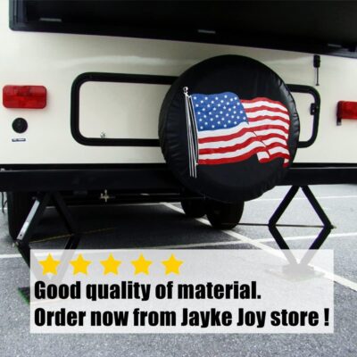 Spare Tire Cover, Black Wheel Cover with American US Flag PVC Leather Waterproof Dust-Proof Universal Fit for Jeep, Trailer, RV, SUV, Camper and Vehicle (15 Inch) - Image 5
