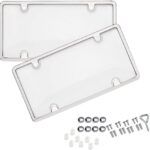 BLVD-LPF OBEY YOUR LUXURY Car License Plates Shield and Chrome Frame Combo 2 Pack Clear Bubble Design Novelty Plate Covers to Fit Any Standard US Plates, Unbreakable Frame 4 Holes Design