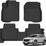 Floor Mats Fits for Honda CR-V 2023 2024 2025(NOT for Hybrid), All Weather Protection TPE Anti-Slip Automotive Floor Liners, Includes 1st and 2nd Row Full Set Liners, Odorless Anti-Slip Mats Black