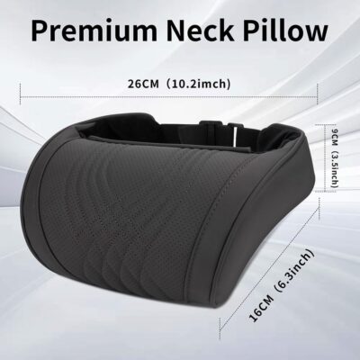 Car Headrest Memory Foam Neck Pillow for Driving with Leather Cover Soft Comfortable Seat Head Pillow Cushion for Most Cars SUV Sedan Home Office Black (1PC) - Image 4