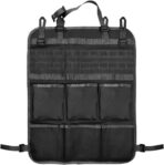 Tactical Molle Panel Car Seat Back Organizer, Waterproof Car Front Seat Protector with Multiple Pockets, Universal Kick Mat for Kids/Pets, Vehicle Backseat Storage Bag for Most Cars (Black)