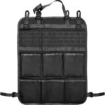 Tactical Molle Panel Car Seat Back Organizer, Waterproof Car Front Seat Protector with Multiple Pockets, Universal Kick Mat for Kids/Pets, Vehicle Backseat Storage Bag for Most Cars (Black)