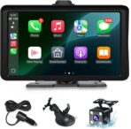 Apple Carplay Screen for Car, 7" HD Portable Wireless Apple Carplay & Android Auto Touchscreen, with 1080P Backup Camera, Car Play Screen Tablet, GPS Navigation/Mirror Link/Bluetooth/FM/Voice Control