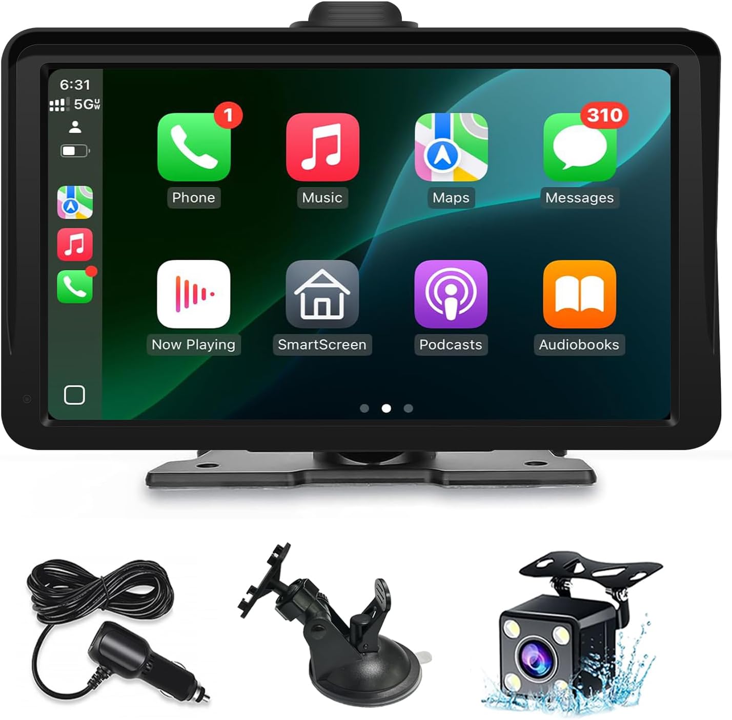 617TpdPRY-L._AC_SL1500_.jpg Apple Carplay Screen for Car, 7" HD Portable Wireless Apple Carplay & Android Auto Touchscreen, with 1080P Backup Camera, Car Play Screen Tablet, GPS Navigation/Mirror Link/Bluetooth/FM/Voice Control - Image 1