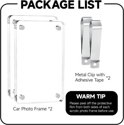 Car Picture Holder Clip Visor Frame Acrylic Magnetic Photo Frames Clear for Cars Sunvisor Display 2 Pcs Fit Family Pet Road Trip Memories - Image 2