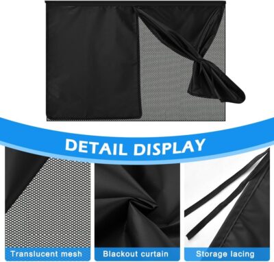 2 Pack Car Window Shades with 10 Strong Magnets 26.8"x18.5" Dual Layer Car Rear/Side Window Sunshade - Full Blackout Semi-Transparent 2-in-1 Universal Auto Sun Shade Privacy Screen - Image 4