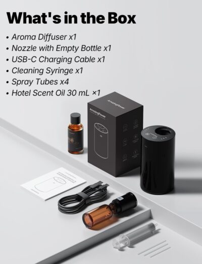 Waterless Essential Oil Diffuser Starter Kit with 30mL Hotel Fragrance Oil Inspired by Ritz-C., Battery Operated Mini Scent Diffuser, Portable Aromatherapy Diffuser for Home, Car, Office (Black) - Image 8