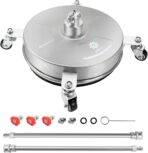 janz 14" Pressure Washer Surface Cleaner with 4 Wheels, Stainless Steel Housing, 1/4" Quick Plug, 2 Extension Wands, 2 Replacement Nozzles and 3 Spray Nozzles, 4000 PSI