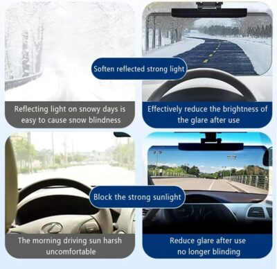 2Pcs Car Visor(Upgraded Version to Block Harmful UV Rays) Adjustable Angle, Anti-Glare 12.6'' x 6'' Safe Driving Car Accessories Sun Visor Extender, Universal for Cars, Trucks, SUVs. (2Pcs) - Image 4