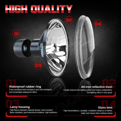 CHUSYYRAY 7" Round Compatible with Ford Deluxe LED Headlight Assembly 1939 1940 1941 1942-1951 for Off-road, DOT Approved, High Low Beam Clear Lens Glass, 6000K 10000LM White, Pack of 2 - Image 2