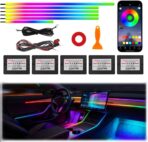 Acrylic Interior Car Ambient Lighting, Interior RGB LED Strip Kit with Music Sync Mode, 55 Inch Length Suitable for Pickup, Trucks, SUV and Large Vehicles (6 in 1)
