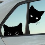 3 PCS / 2 Styles Cute Black Cat Car Sticker Creative Waterproof Cats Automotive Decals 15 * 9cm/ 12 * 15cm