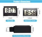Small Electronic Dashboard Car Time Clock Self-Adhesive Mini Car Electronic Clock, Simple Car Accessories LCD Screen Home Digital Display Clock with Stand for Car, Office (Black) - Image 2