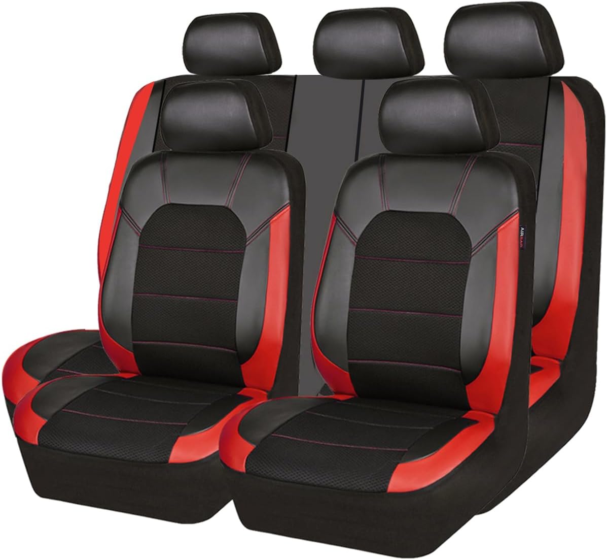 6186QKT7qbL._AC_SL1200_.jpg CAR PASS Universal Leather car seat Covers Sport fits Most Cars, SUVs, Trucks, and Vans (Full Set, Black Red) - Image 1