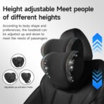2 Pack Diamond Car Neck Pillow for Women, Memory Foam Neck Pillow for Chair for Lower Back Pain Relief, Car Headrest Pillow with Adjustable Strap, Comfort Softness Neck Support Pillow(Black) - Image 3