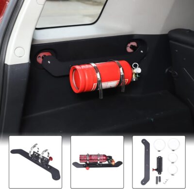 Aunginsy Car Trunk Fire Extinguisher Mount Holder Fit for Toyota FJ Cruiser 2007-2021, Quick Release, Roll Bar, Silver, Carbon Steel & Aluminum Alloy Frame - Image 4