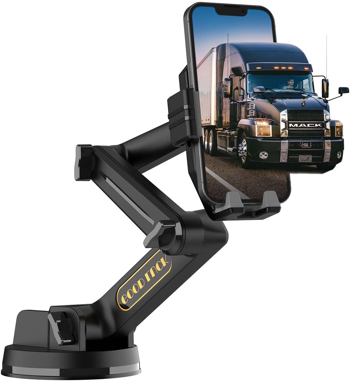 618JHOux9cL._AC_SL1500_.jpg Truck Phone Holder Mount,Car Phone Holder,Dashboard Windshield Phone Holder 16.9 inch Long Arm,Super Suction Cup Compatible with Pickup Truck,Commercial Truck and All Phone - Image 1