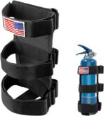 Fire Extinguisher Holder, Roll Bar Adjustable Extinguisher Strap Brackets with USA Flag Pattern, Secure Fire Extinguishers Mount Replacement for Wrangler CJ JK JKU TJ JL JLU (Black)