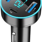 Car Charger Adapter, 4-Port Cigarette Lighter USB Charger Adapter with Voltmeter PD 3.0 & QC 3.0 Car USB Charger Multi Port Accessories Fast Charging for iPhone, Samsung, iPad & Phone Tablets