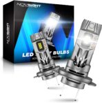 NOVSIGHT H7 Fog Light Bulbs, 90W 6500K Cool White Super Bright, 1:1 Mini Size with Cooling Fan, Plug and Play Easy Installation, IP68 Waterproof, Non-Polarity, H7 LED Bulb Replacement, Pack of 2