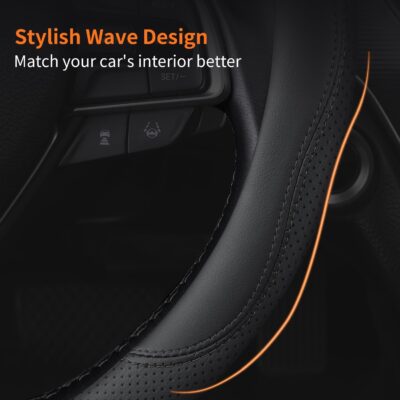 XHRING Car Steering Wheel Cover for Honda Civic Accord CRV HRV Pilot Passport Odyssey Element Insight Fit Ridgeline Clarity City LX EX EXL Si Hatchback Sport Hybrid Touring Accessories, 2026 Black (M) - Image 6