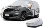 Kayme 6 Layers SUV Car Cover Waterproof All Weather for Automobiles, Outdoor Full Size Cover Rain Sun UV Protection with Zipper Cotton, Universal Fit for SUV Jeep (191-200 inch)