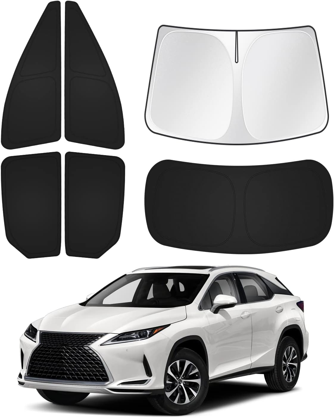 6190FPOAML._AC_SL1500_.jpg Sunshades for 2016-2022 Lexus RX Accessories Windshield Sun Shade Side Rear Window Shade Cover Sun Visor Shield Privacy Protection for Camping Keep Vehicle Cool Black 6PCS - Image 1