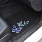 BDK Embossed Neon Purple & Green Butterflies Design Carpet Car Floor Mats for Auto Van Truck SUV-4 Pieces Front & Rear Full Set with Rubber Backing-Universal Fit - Image 4