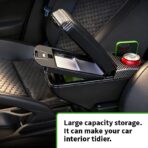 Armrest Box Double Layer Front Center Console Black PU Leather, Universal Car Armrest Box, Central Storage Organizer Box Black, USB Ports for Universal Car - Image 5