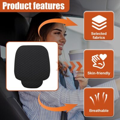 Car Seat Cover, Breathable & Anti-Slip Linen Auto Front Seats Bottom Protector with Storage Pocket, Universal Vehicle Interior Driver Seat Pad Accessory for SUVs, Cars, Sedans (Black) - Image 4