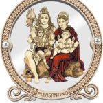 Shiv Parivar (Lord Shiva Family) Inlaid Wooden Figurine Showpiece for Car Dashboard, Prayer Room & Workspace | 3"x2.6" | Designer Trendy Series
