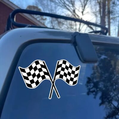 2pc Racing-Themed Vinyl Checkered Flag Car Decal Stickers, 5.91''x3.54''- Waterproof & Weatherproof Decals, for Car Windows, Bumpers, Eexterior Decorative Accessories | CZ33 - Image 5