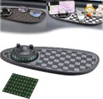 Multifunctional Car Anti Slip Pad, Multifunctional Rotatable Phone Holder Car DashboardMat with Temporary Parking Number, Auto Dashboard Organizer for Phone, Sunglass and Keys (Black-Gray)
