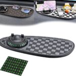 Multifunctional Car Anti Slip Pad, Multifunctional Rotatable Phone Holder Car DashboardMat with Temporary Parking Number, Auto Dashboard Organizer for Phone, Sunglass and Keys (Black-Gray)