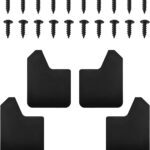 4PCS Universal Car Mud Flaps, Flexible Bendable Car Splash Guards Set with Fastener Rivet Clips, Universal Off-Road Front & Rear Mudguard Accessories for Pickup, SUV, Truck (Black)