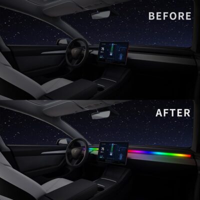 for Tesla Model 3 Y LED Interior Lights Ambient Lighting, Tesla Model 3 Y RGB LED Neon Light Kits, Tesla Model 3 Y Accessories 2021 2022 2023, DC 12V - Image 3
