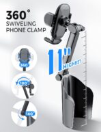 eSamcore Cup Holder Phone Holder, Unobstructed Cup Holder Phone Mount for Your Car Cupholder (2.5"-4") with Flexible C-Shaped Base, 360° Swiveling, 0.8" Deep Clamp Compatible with iPhone 4.7"–7" - Image 5