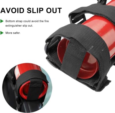 Fire Extinguisher Holder, Roll Bar Adjustable Extinguisher Strap Brackets with USA Flag Pattern, Secure Fire Extinguishers Mount Replacement for Wrangler CJ JK JKU TJ JL JLU (Black) - Image 3