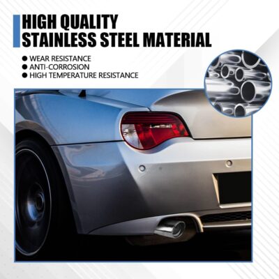 Stainless Steel Car Exhaust Tip, Universal Car Exhaust Pipe Modification Tail Throat Tail Pipe, Chrome-Plated Finish Exhaust Tailpipe Universal Car Accessories Fits Most Car (Silver Straight) - Image 6