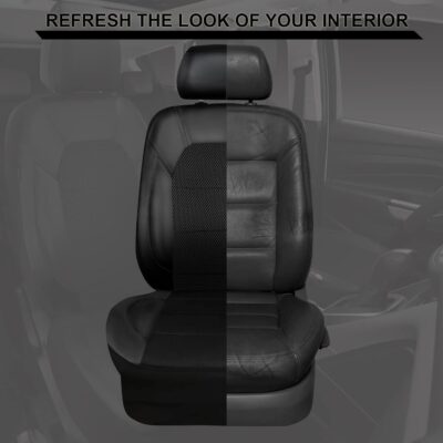 CAR PASS Leather and 3D Air Mesh Universal Fit Car Seat Covers, for Sedans,Trucks,Suvs,Airbag Compatible,Zipper Design and Reserved Opening Holes for Headrest(Full Set, Black and Black) - Image 5