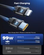 Retractable Car Charger, SUPERONE 99W Car Phone Charger with Cables Fast Charging, USB C Car Charger Adapter for iPhone 17 16 15 14 13 12, Samsung, Black - Image 5