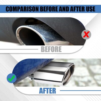 Stainless Steel Car Exhaust Tip, Universal Car Exhaust Pipe Modification Tail Throat Tail Pipe, Chrome-Plated Finish Exhaust Tailpipe Universal Car Accessories Fits Most Car (Silver Straight) - Image 5